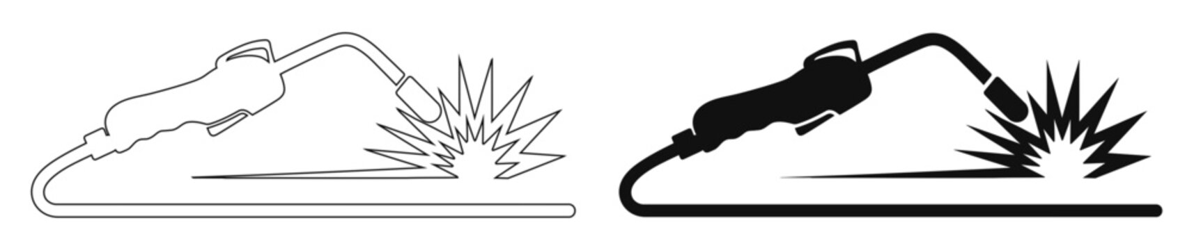 Professional Welding Torch Icon with Metal Arc Spark Vector Illustration