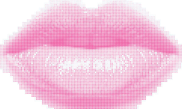 Pink glossy heart shaped  Pixelated  lips illustration with a romantic and stylish look