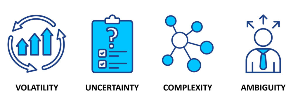 VUCA describing or to reflect on the volatility, uncertainty, complexity and ambiguity of general conditions and situations 