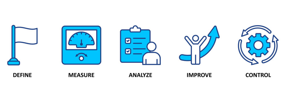 Banner lean six sigma vector illustration concept with keywords and icons 