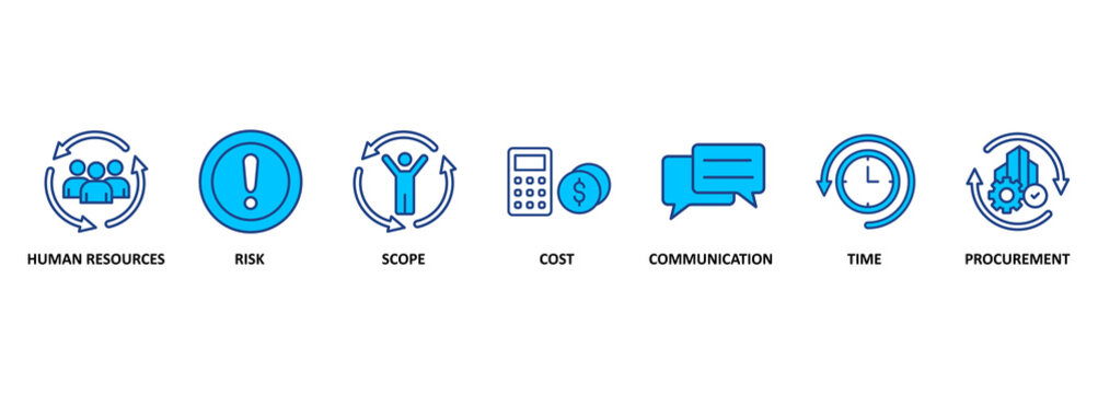 Banner project management vector illustration concept with icons 
