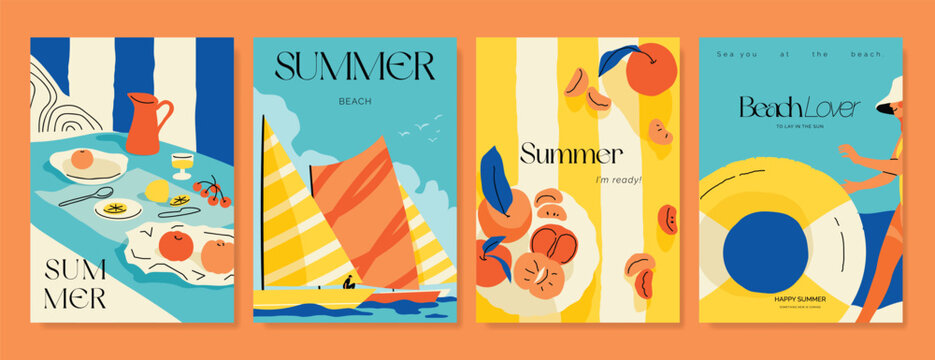 Italy summer party invitation card vector. Italian poster with lemon, leaves, lobster, wine, cheese, tomato, crab, shell in line art. Design for wedding card, greeting card, cover, poster.