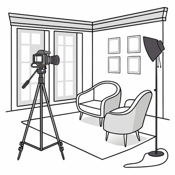 Studio Setup with Camera and Armchairs.