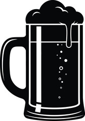 Frothy Beer Mug Illustration - Refreshing Cold Drink with Bubbles