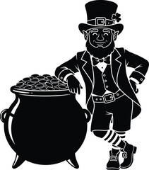 Leprechaun with Pot of Gold, St. Patrick's Day, Irish Folklore Character