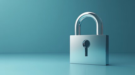 Fototapeta premium A 3D render of a silver padlock icon. Represents security, safety, privacy, protection, and data encryption.