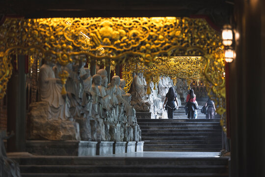 Surroundings of monasteries, temples, monks, and prayer