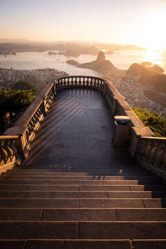 Beautiful sunrise view from Christ the Redeemer in Rio de Janeiro