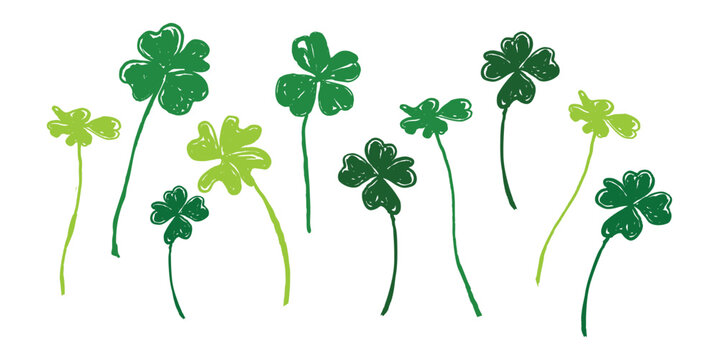 Shamrock and Four-Leaf Clover Set St. Patrick's Day Lucky Icons