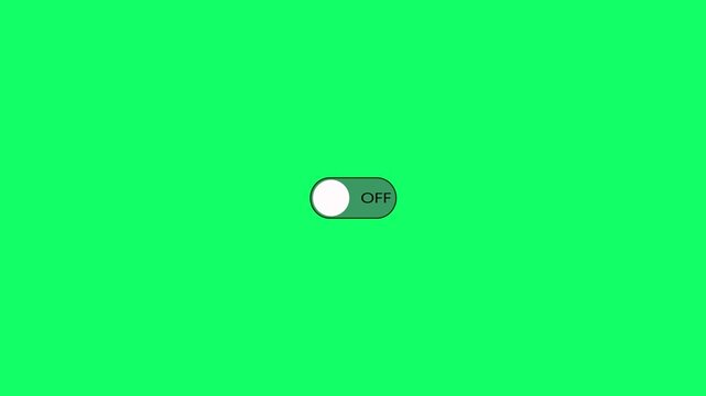Animated switch that changes from off to on, on from off button with green background. Power digital button. Turning on-off animation technology concept with alpha channel