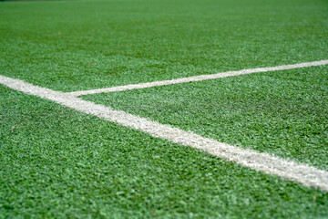 Green soccer field. Football sport background 