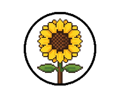 Sunflower logo pixel or bitmap for your application or logo pixel branding 
