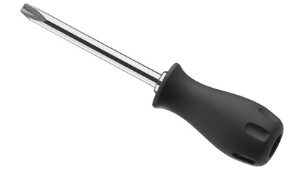 Fototapeta premium Screwdriver with black ergonomic handle in studio lighting on white background for DIY projects