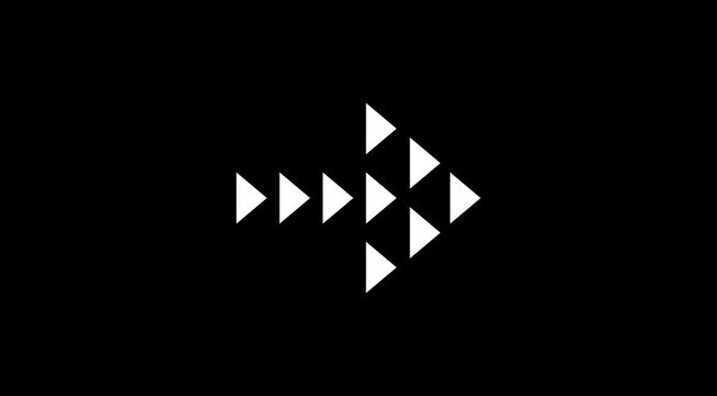 Minimalist White Geometric Arrow Vector Icon Graphic for video, Fast Forward Filmstrip Vector Icon .