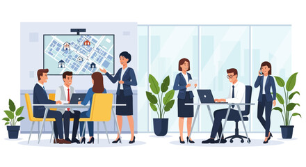 Business Meeting and Presentation in Modern Office.