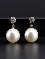 Elegant Pearl Drop Earrings on Dark Background - Timeless Jewelry.