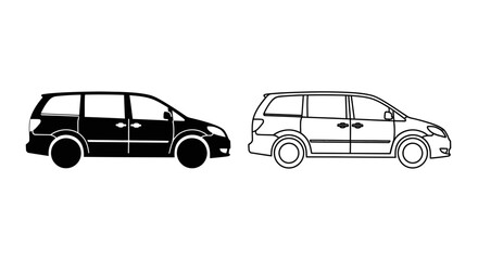 Fototapeta premium Minivan and station wagon vector illustration, car design, transportation art, vehicle drawing Vector