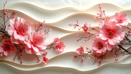 Elegant Pink Floral Arrangement on Textured White Background.