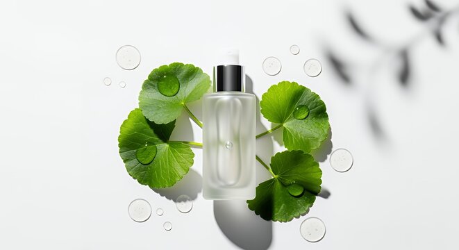 Luxury Flat Lay Product Photography Centella Asiatica Serum
