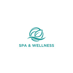 Naklejka premium Serene Spa Scene with Leaf Logo Illustration on White Background
