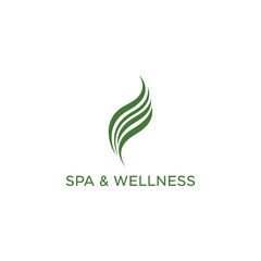 Fototapeta premium Spa and Wellness Logo Design Concept with Green Leaf Elements