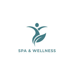 Fototapeta premium Serene spa illustration featuring a person surrounded by leaves and wellness elements