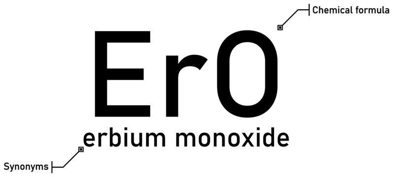 Erbium monoxide chemical formula with callout titles