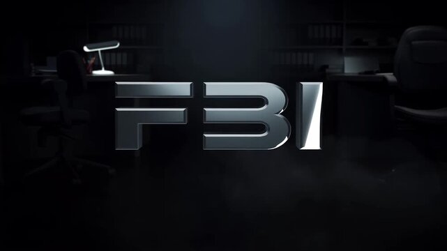 Fbi logo revealing in dark office scene with mysterious atmosphere