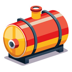 Red and Yellow Industrial Storage Tank on Base