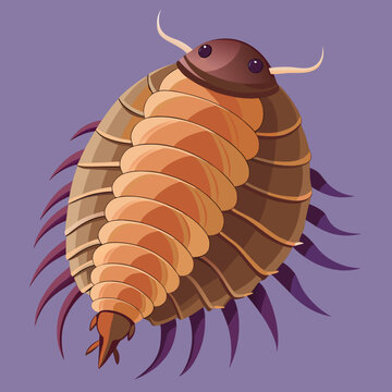Stylized Giant Isopod Creature on Purple Background