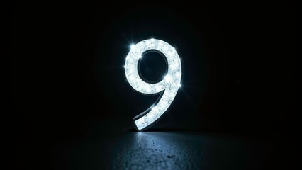 Number 9, white abstract identifier