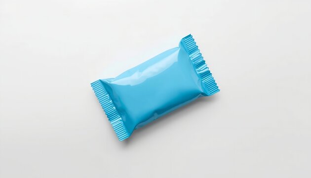 A blue package of candy or snack on transparent background