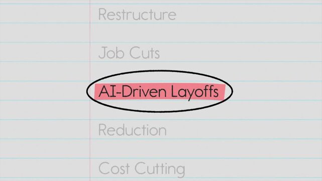 AI-Driven Layoffs highlighted text with documentary style title animation for news and report