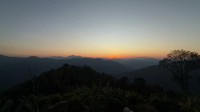Timelaspe Sunset on the mountain in Huay Kub Kab, Mae Taeng, Chiang Mai, Thailand
