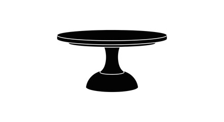 Minimalist black silhouette of a pedestal table with a circular tabletop isolated on white high quality