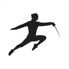 Fototapeta premium Fencing abstract silhouette line art logo design concept illustration