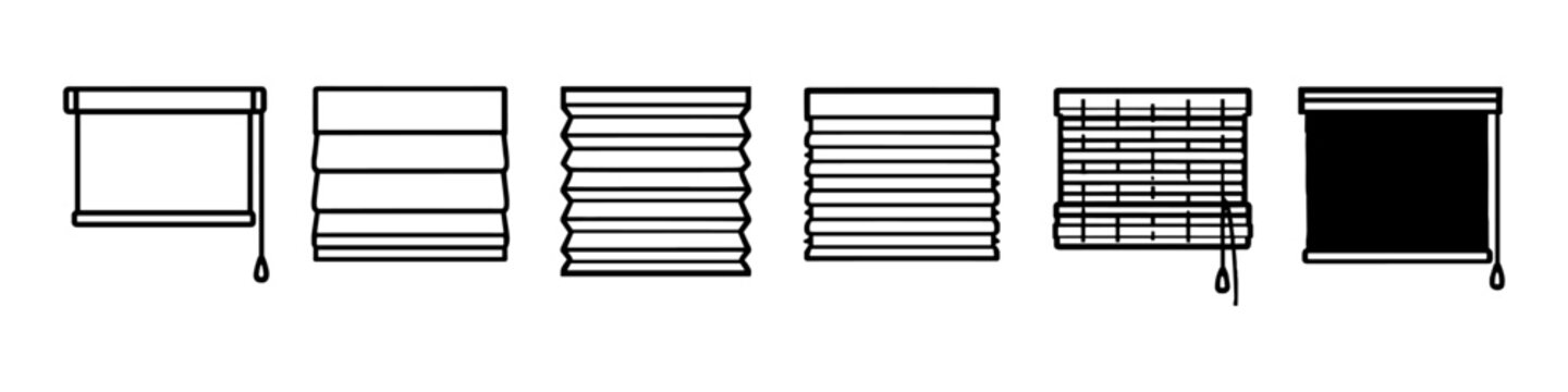 Collection of different window blind types and styles for interior design