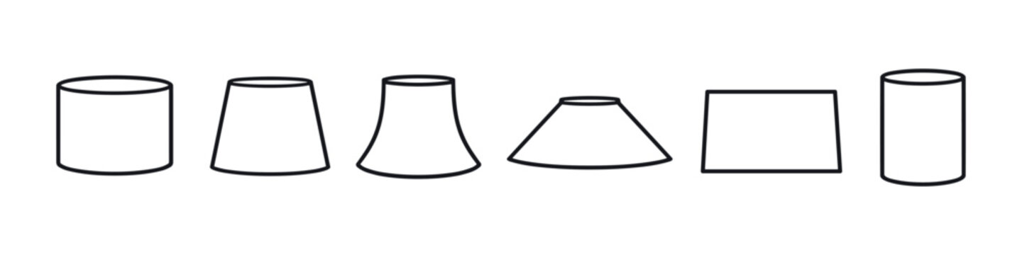 Collection of geometric shapes including cylinders and frustums on a white background