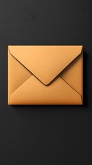 A minimalist studio shot of a closed brown paper envelope against a dark gray background.
