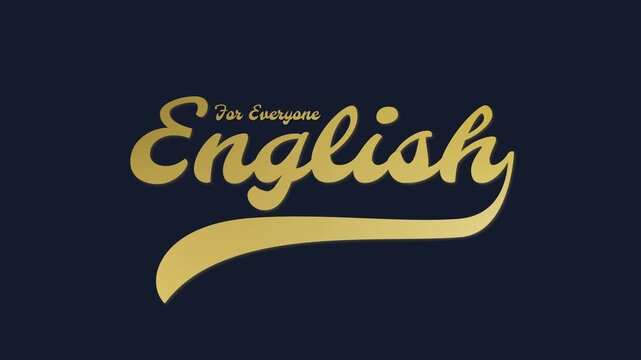 English For Everyone elegant gold lettering animation on dark background. Perfect for language courses, school promotions, online learning platforms and educational presentations.