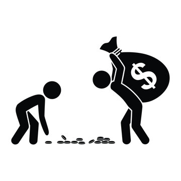 A figure steals money from another dropping coins along the way