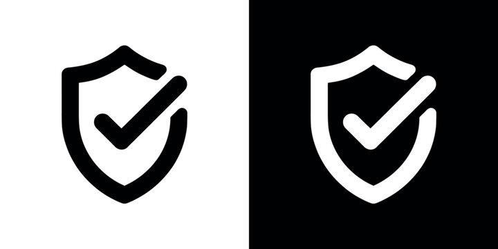 Black and white shield with checkmarks symbol security