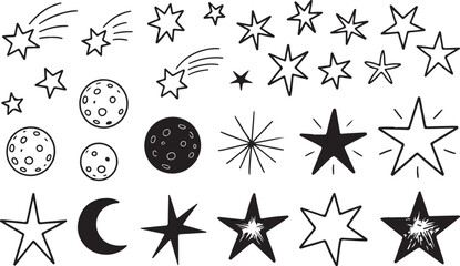 star sketch set planet moon comet constellation icons © AIcon Star
