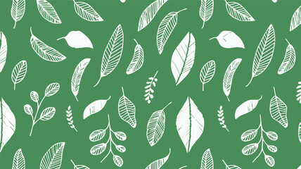 leaf nature inspired seamless leaf pattern white on green repeat