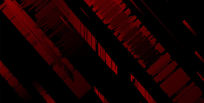 Dark abstract background with red glitch stripes and diagonal composition, high contrast, modern style.