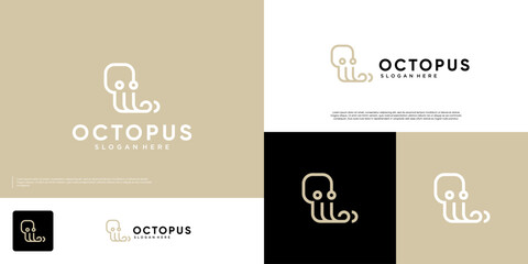 simple octopus logo, unique and creative style, underwater animal, graphic design template. © dhulpikir