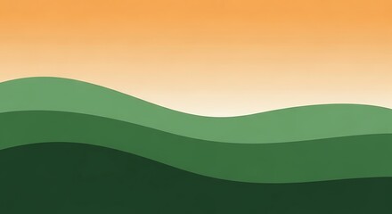 Obraz premium Serene Green Hills with Orange Sky.