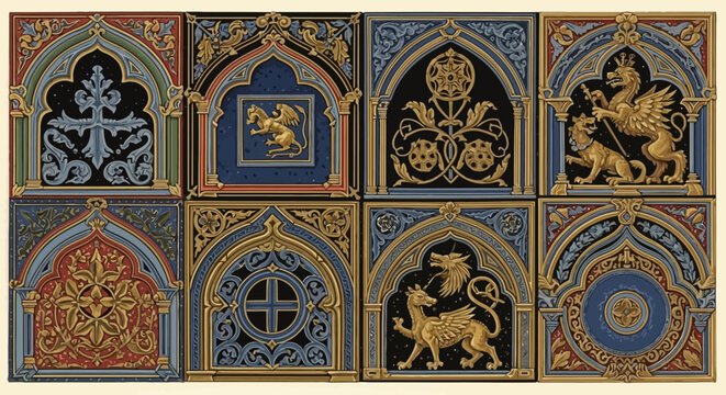 Ornate Gothic architectural details with mythical creatures
