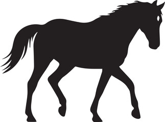 Obraz premium Walking horse vector silhouette illustration animal profile farm livestock line art design