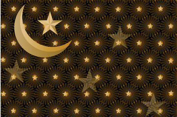 Luxury Ramadan Mubarak Golden Crescent Pattern Background